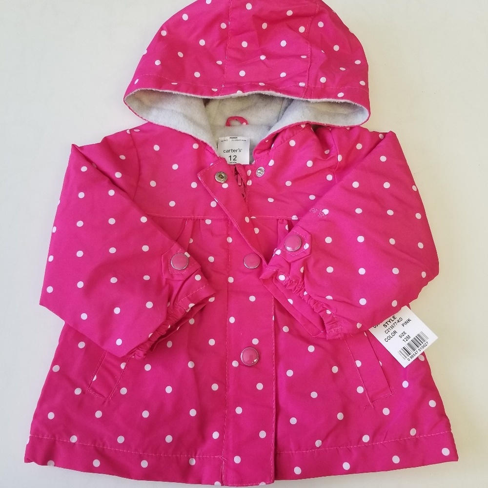 NWT Carter's Hooded Jacket Pink w/ Polka Dots K15